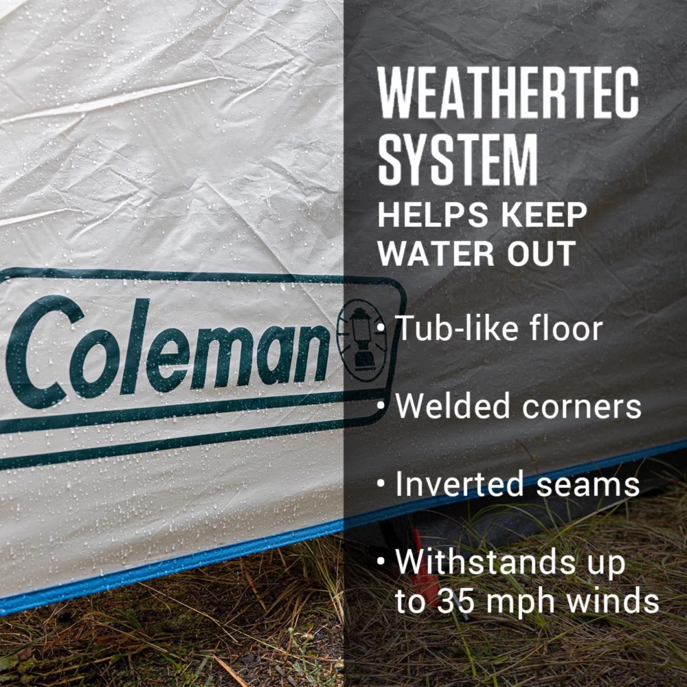 Coleman 4-Person Cabin Tent With Enclosed Weatherproof Screened Porch, Evergreen - Image 3