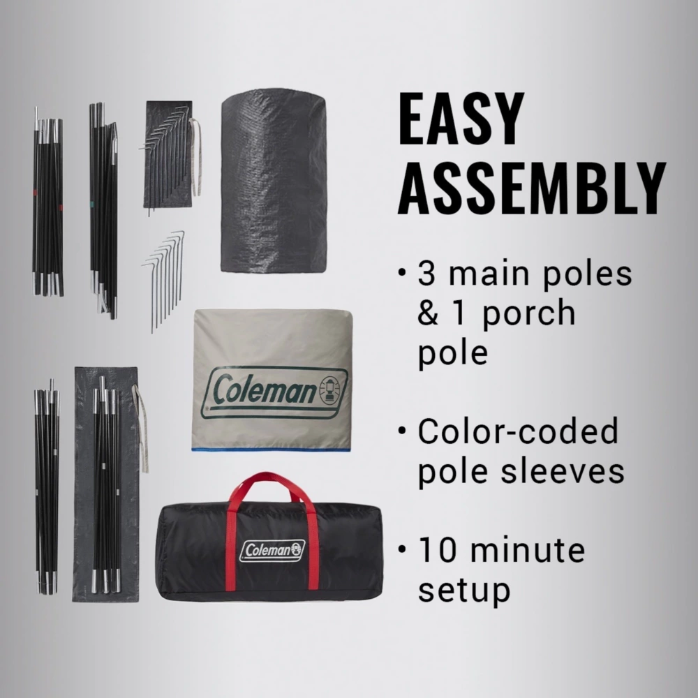 Coleman 4-Person Cabin Tent With Enclosed Weatherproof Screened Porch, Evergreen - Image 6